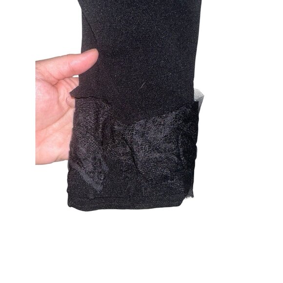 Krista Larson Womens Semi Sheer Nylon Leggings OS Black Lace Detail Whimsigoth - Picture 3 of 10